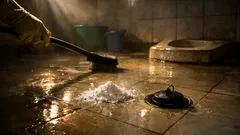 Trik bersihkan lantai kamar mandi pakai air sisa mandi, tanpa capek menggosok